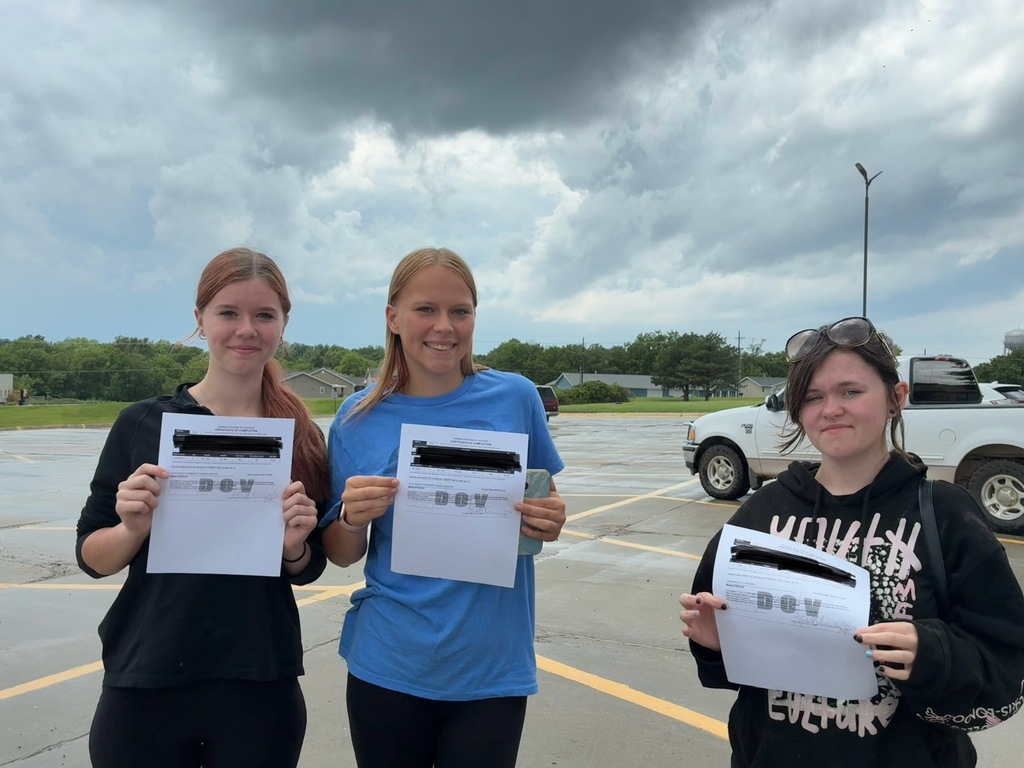 This is a photo of multiple USD 379 students who completed their Driver's Education training this summer.