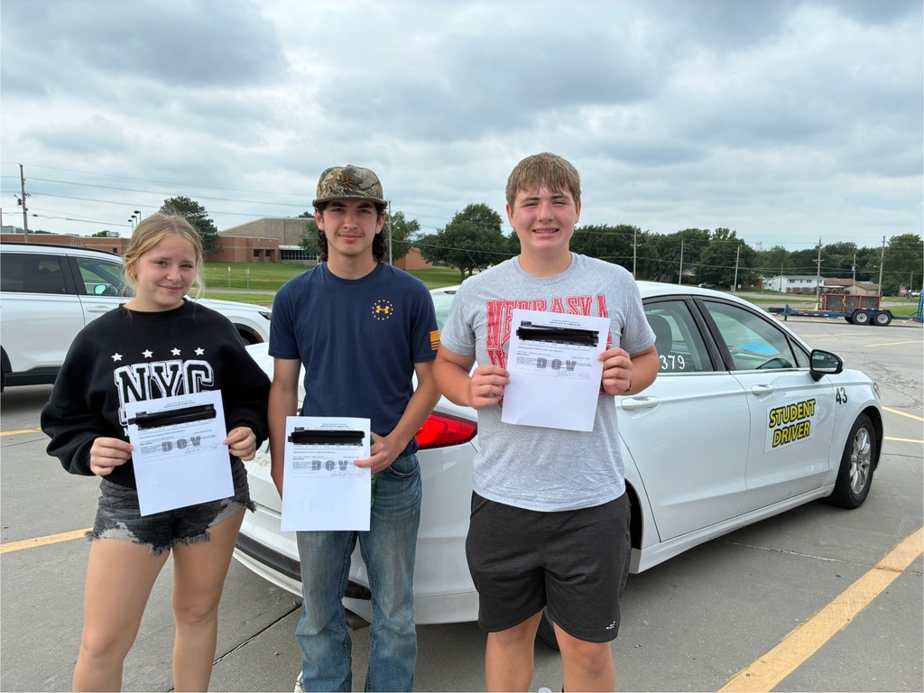 This is a photo of multiple USD 379 students who completed their Driver's Education training this summer.