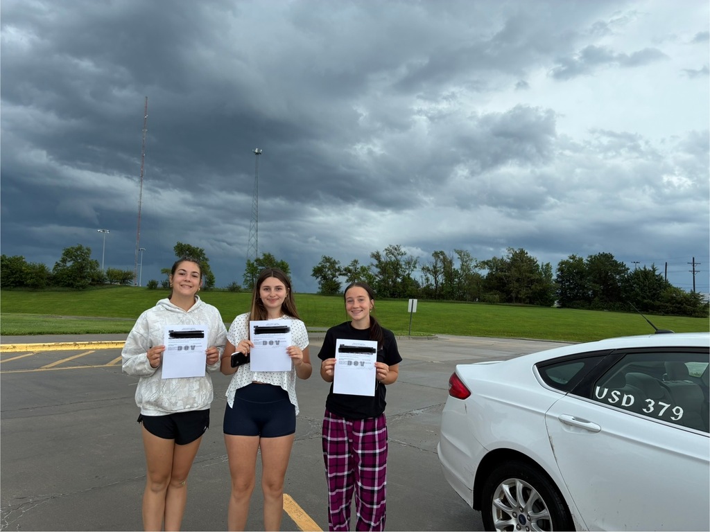 This is a photo of multiple USD 379 students who completed their Driver's Education training this summer.