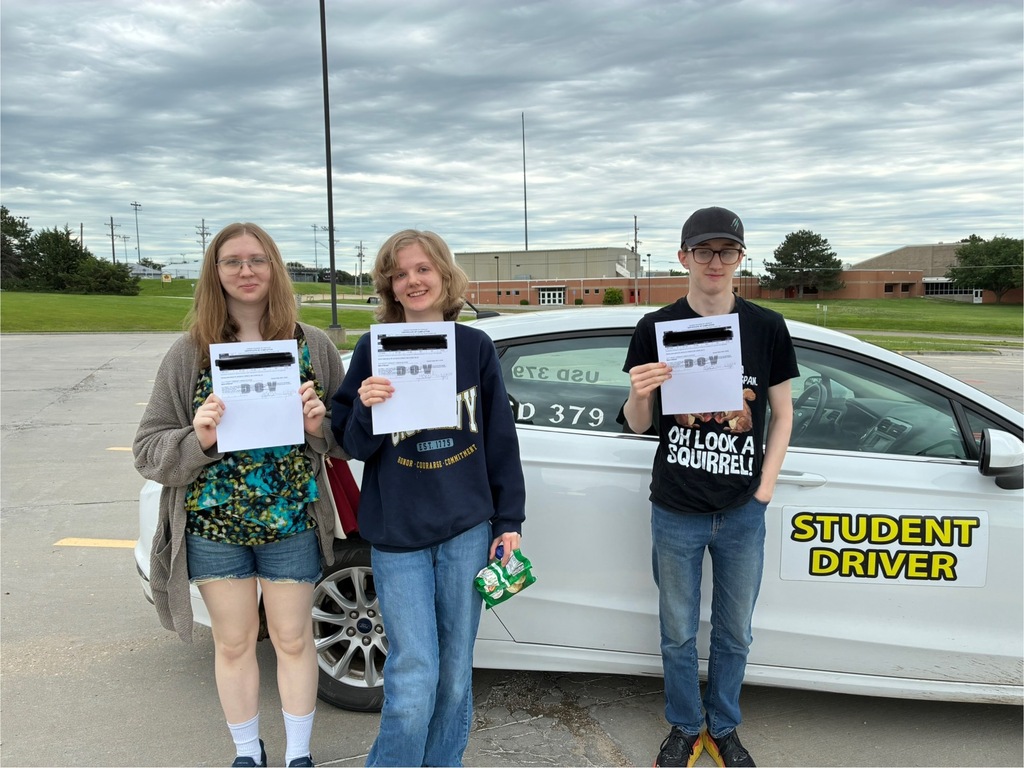 This is a photo of USD 379 students who signed up for the summer driver's education course. They earned their certificate.