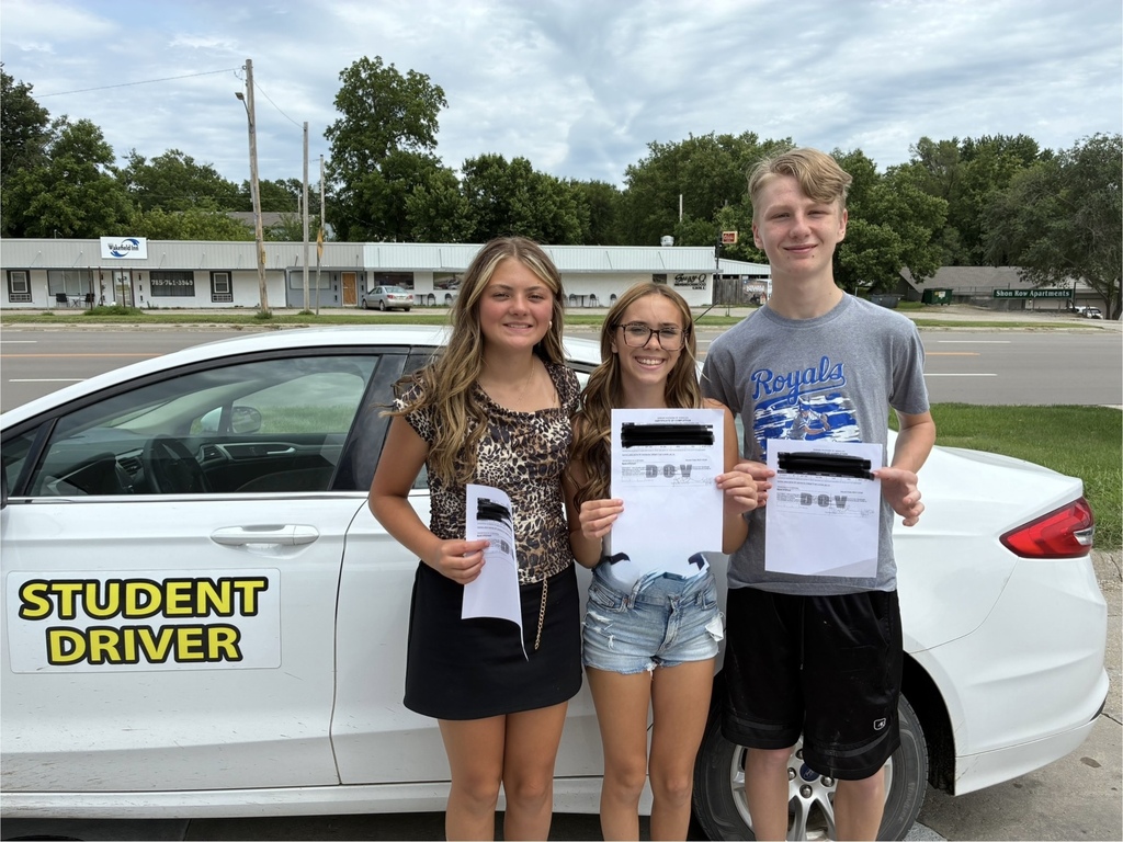 This is a photo of USD 379 students who signed up for the summer driver's education course. They earned their certificate.