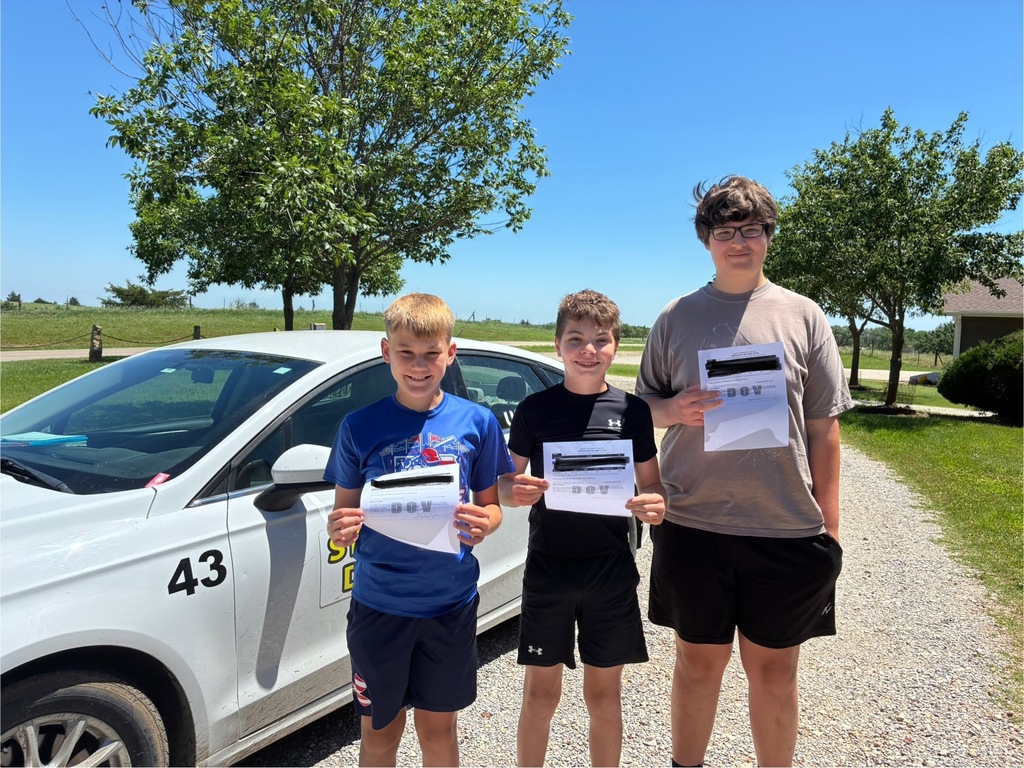 This is a photo of USD 379 students who signed up for the summer driver's education course. They earned their certificate.