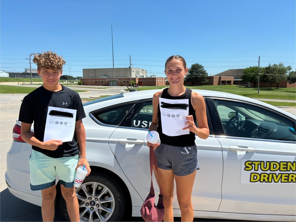 This is a photo of USD 379 students who signed up for the summer driver's education course. They earned their certificate.