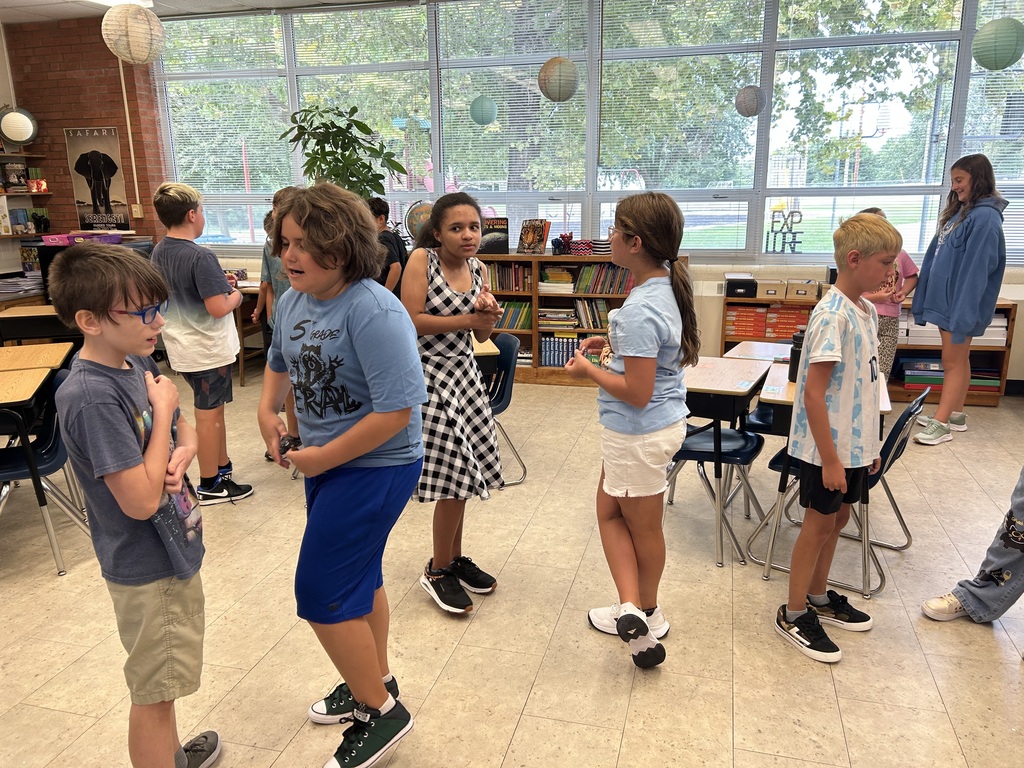 Mr. Yenni's 5th graders hit the ground running yesterday! First, they participated in a Think-Pair-Share activity discussing their favorite color, food, pets, and hobbies. Then, they created posters displaying how they felt about their first day of school. #Celebrate379