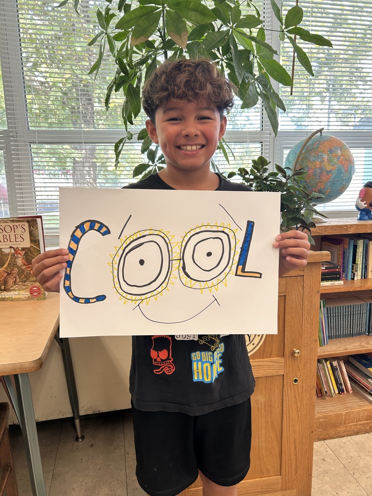Mr. Yenni's 5th graders hit the ground running yesterday! First, they participated in a Think-Pair-Share activity discussing their favorite color, food, pets, and hobbies. Then, they created posters displaying how they felt about their first day of school. #Celebrate379