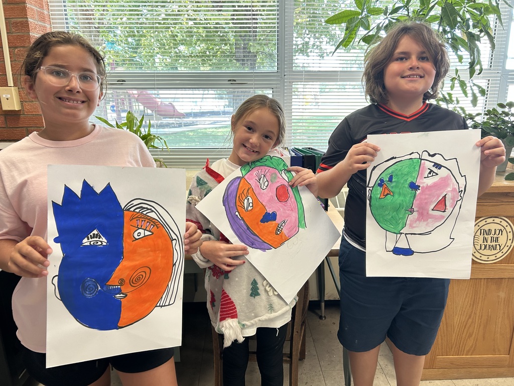 Mr. Yenni’s 5th graders enjoyed drawing and painting “Picasso” portraits during the first week of school. He uses it as a reminder that “Every child is an artist!” #Celebrate379