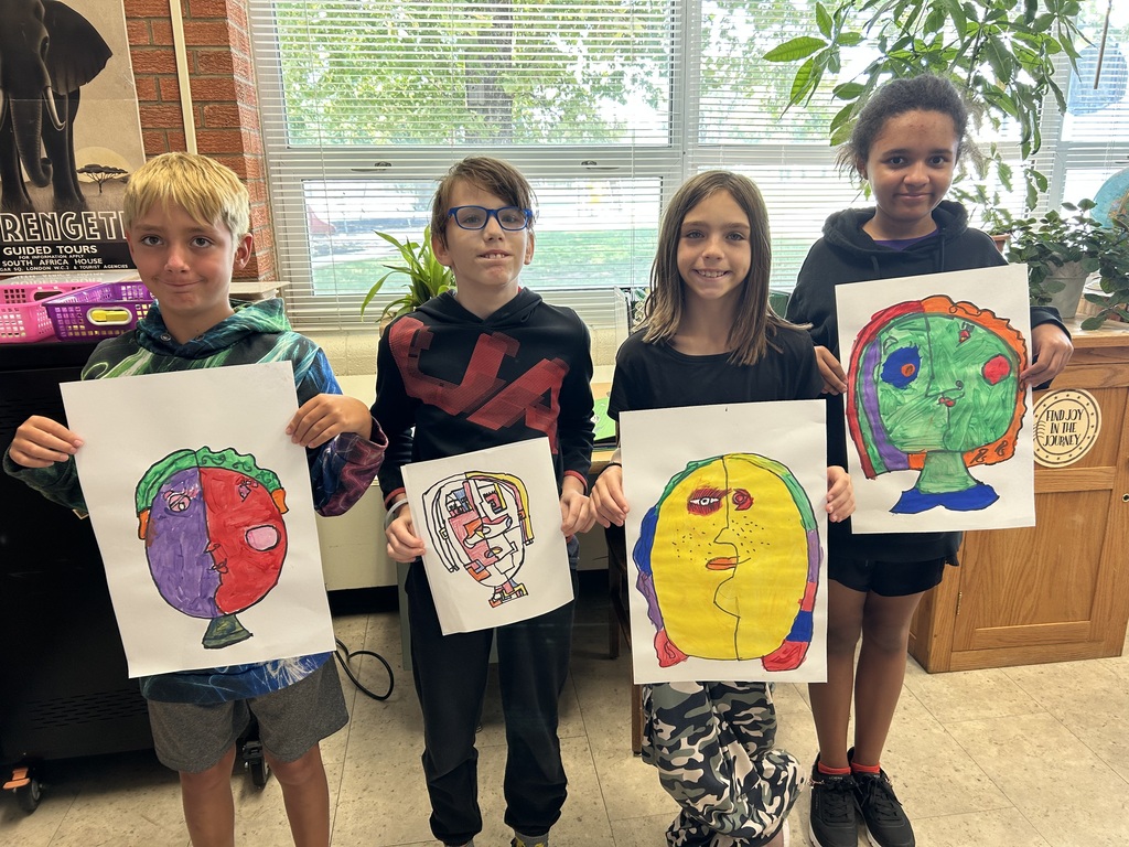 Mr. Yenni’s 5th graders enjoyed drawing and painting “Picasso” portraits during the first week of school. He uses it as a reminder that “Every child is an artist!” #Celebrate379