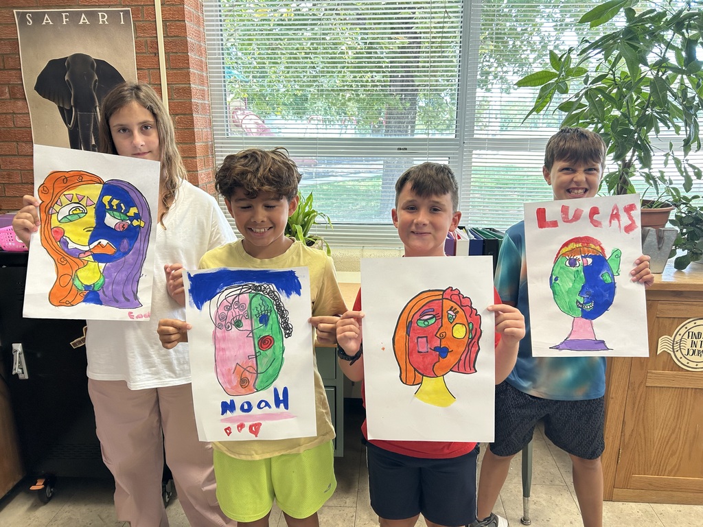 Mr. Yenni’s 5th graders enjoyed drawing and painting “Picasso” portraits during the first week of school. He uses it as a reminder that “Every child is an artist!” #Celebrate379