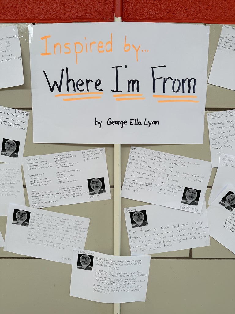 On the second day of class, CCCHS Sophomores were inspired to write their own “Where I’m From” poems after hearing the words of George Ella Lyon. They’ve gone public with their work by sharing outside our classroom.