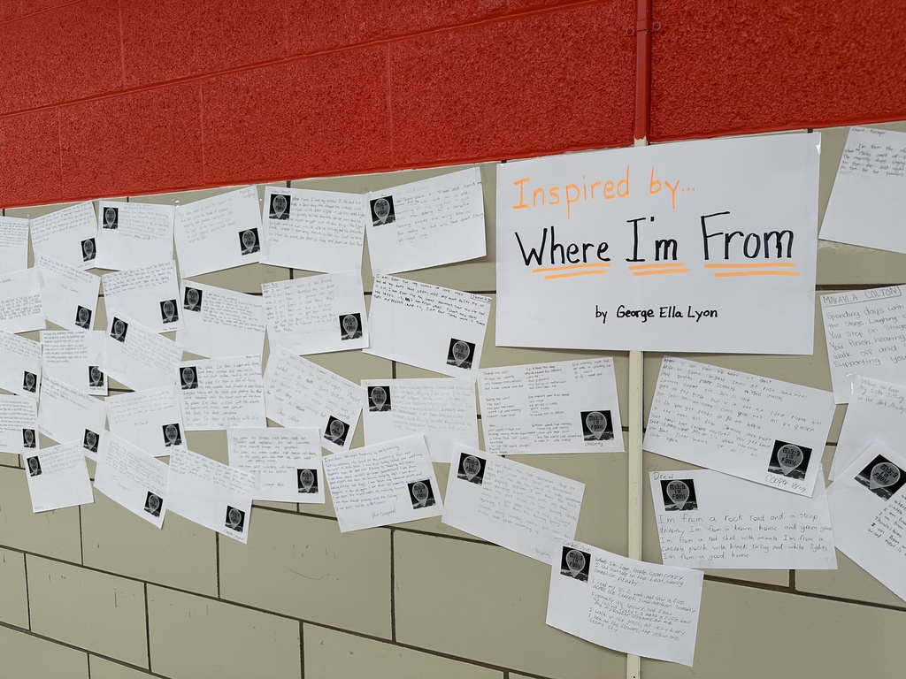 On the second day of class, CCCHS Sophomores were inspired to write their own “Where I’m From” poems after hearing the words of George Ella Lyon. They’ve gone public with their work by sharing outside our classroom.