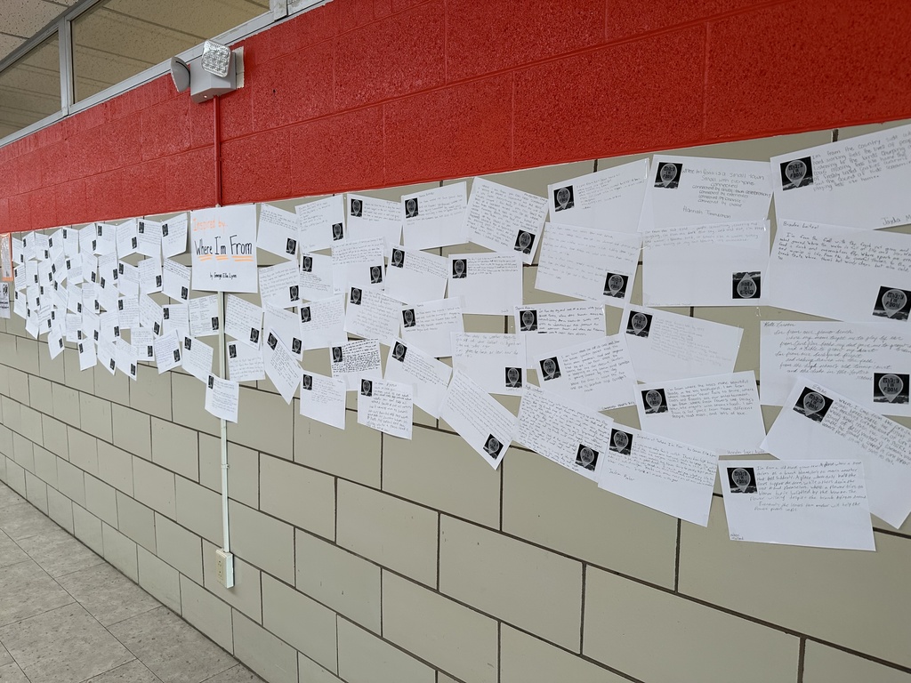 On the second day of class, CCCHS Sophomores were inspired to write their own “Where I’m From” poems after hearing the words of George Ella Lyon. They’ve gone public with their work by sharing outside our classroom.
