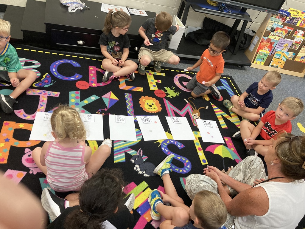 Mrs. Bruggeman's preschool students vote on how they want the classroom to feel like as part of their classroom mission statement.