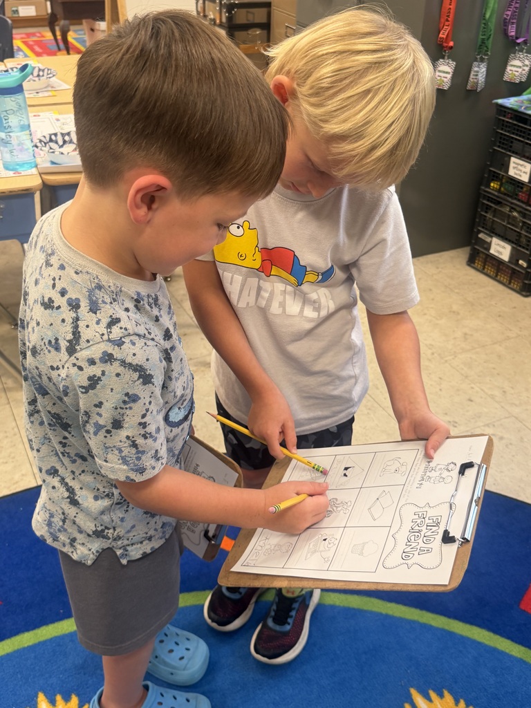Mrs. Judy's K-1 class participated in an activity called "Find a Friend". They worked on their communication skills and name writing! They interacted with one another, asking and answering questions in order to find friends who enjoy various activities.