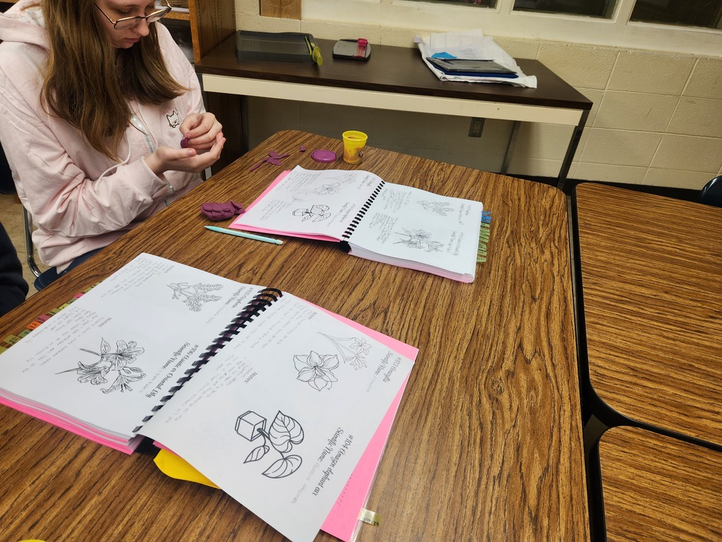 Mrs. Flegler's Floral Design class is kicking off the year by learning plant identification, a skill they will practice all year long. Students are using ID features to create plants they learned about with play dough.