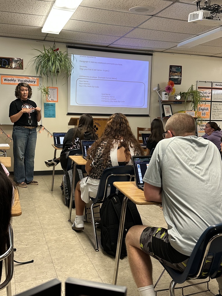 USD 379 District Counselor Lisa Last introduced the annual Sophomore Job Shadow Experience today in Mrs. Reichert’s classes.