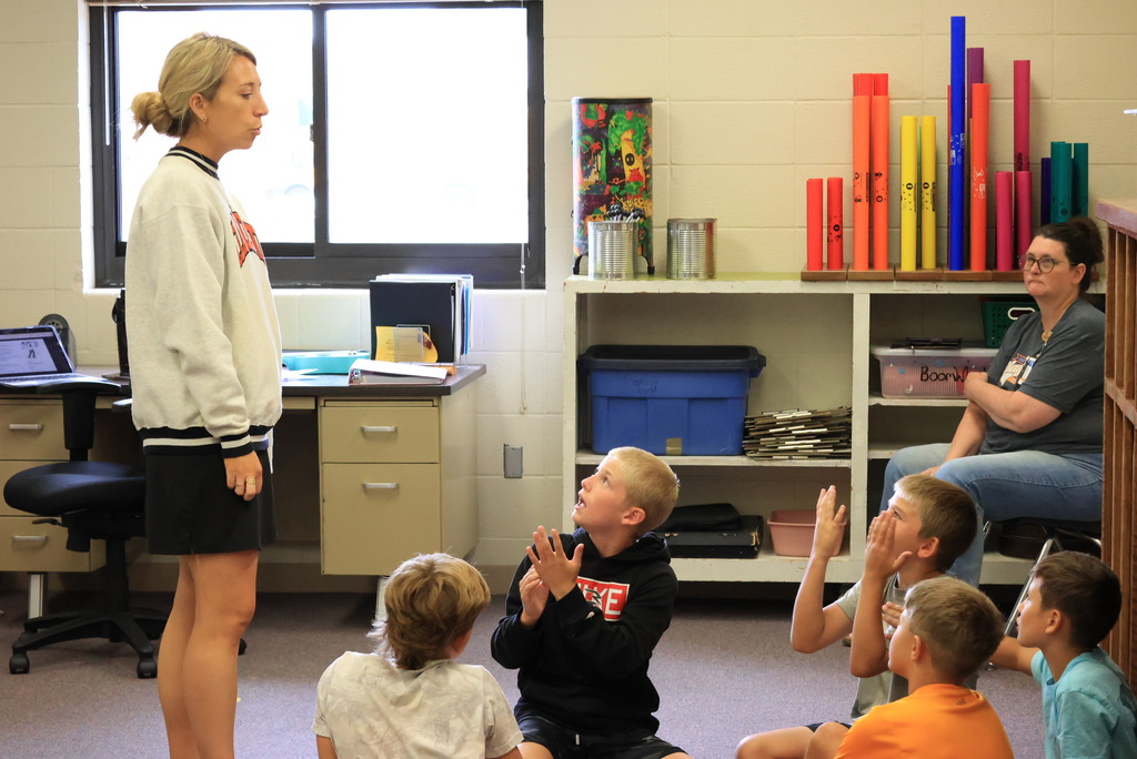 Mrs. Rourke's 5th grade music classes come up with choreograph ideas for the songs they will sing in their upcoming fall concert.