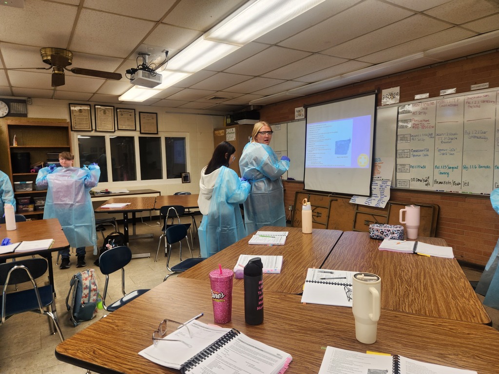 Mrs. Flegler's Animal Care students have been learning about how animal health professionals protect themselves from pathogens and zoonotic diseases. They practiced proper handwashing techniques, put on and removed gloves, and donned surgical gowns. Students also discussed how the levels of personal protective equipment (PPE) increased to provide more protection in different situations. #Celebrate379 #case4learning #AHVS