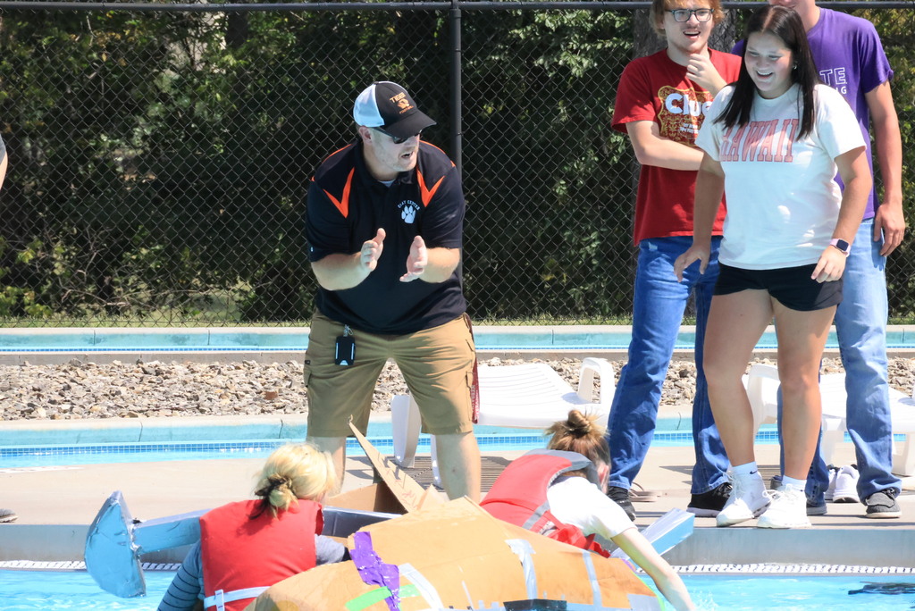 Mrs. Pfizenmaier's STEAM class and Mr. Roberts' science classes put their creativity, engineering skills, and teamwork to the test at the Clay Center Aquatic Pool today during their Cardboard Boat Regatta! Students designed boats using only cardboard and duct tape.