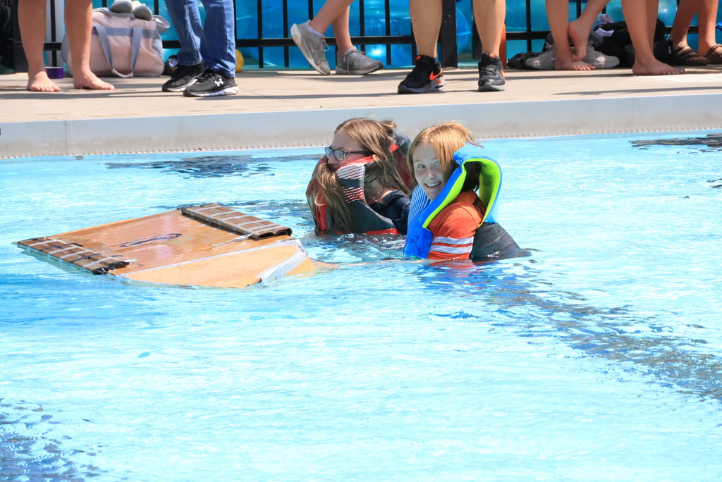 Mrs. Pfizenmaier's CCCMS STEAM class and Mr. Roberts' CCCHS science classes put their creativity, engineering skills, and teamwork to the test at the Clay Center Aquatic Pool today during their Cardboard Boat Regatta! Students designed boats using only cardboard and duct tape.