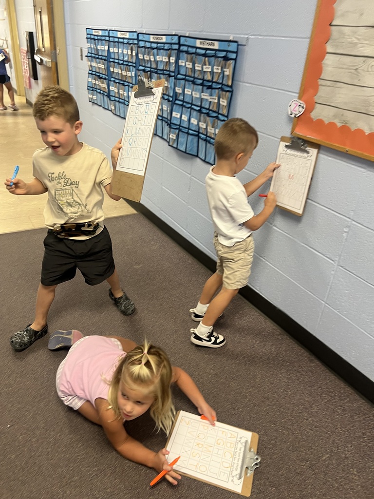 Mrs. Knitter's kidnergarten class practiced recognizing and writing letters with a Bo Peep theme.