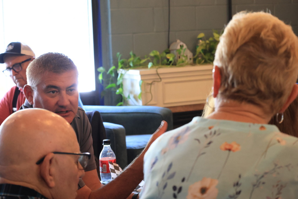 A group of Wakefield teacher retirees gathered at the Bomber Grind today to meet new principal Mr. Leis, and hear from Superintendent Brett Nelson about bond updates, enrollment figures, new hires, and more.