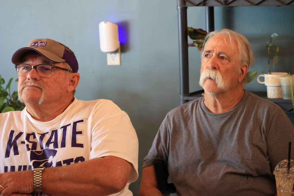A group of Wakefield teacher retirees gathered at the Bomber Grind today to meet new principal Mr. Leis, and hear from Superintendent Brett Nelson about bond updates, enrollment figures, new hires, and more.