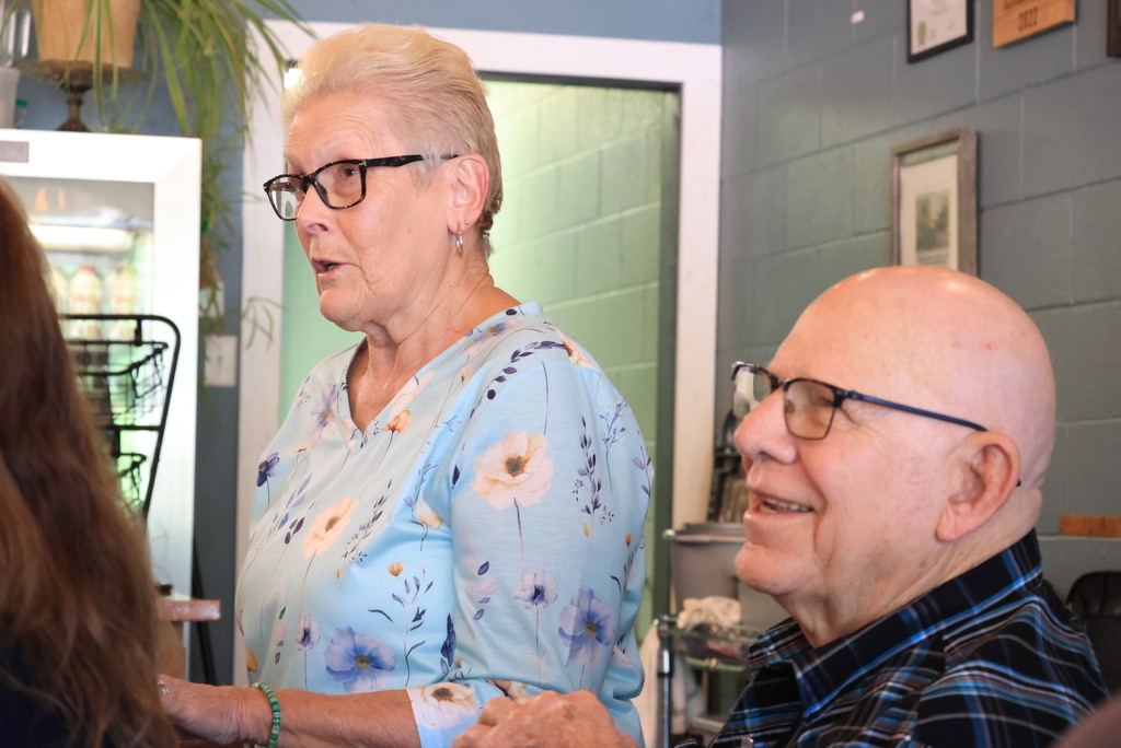A group of Wakefield teacher retirees gathered at the Bomber Grind today to meet new principal Mr. Leis, and hear from Superintendent Brett Nelson about bond updates, enrollment figures, new hires, and more.