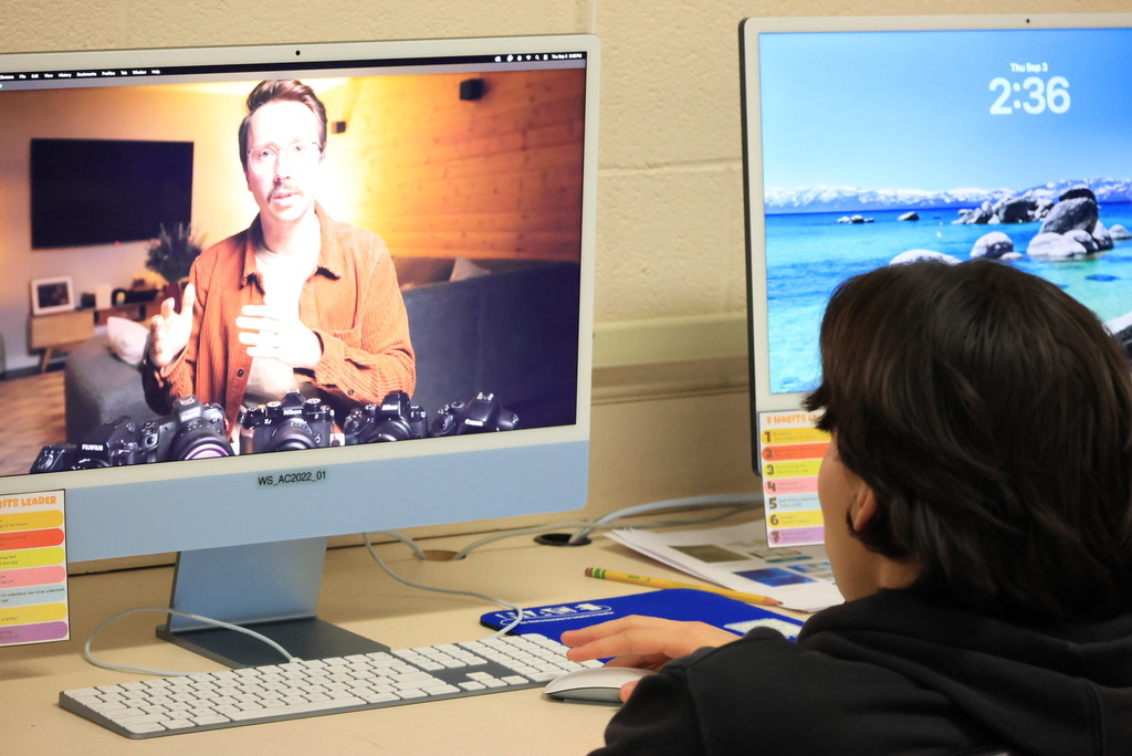 Mr. Gower's Media Tech & Graphic Design students learn about photography with an online video.