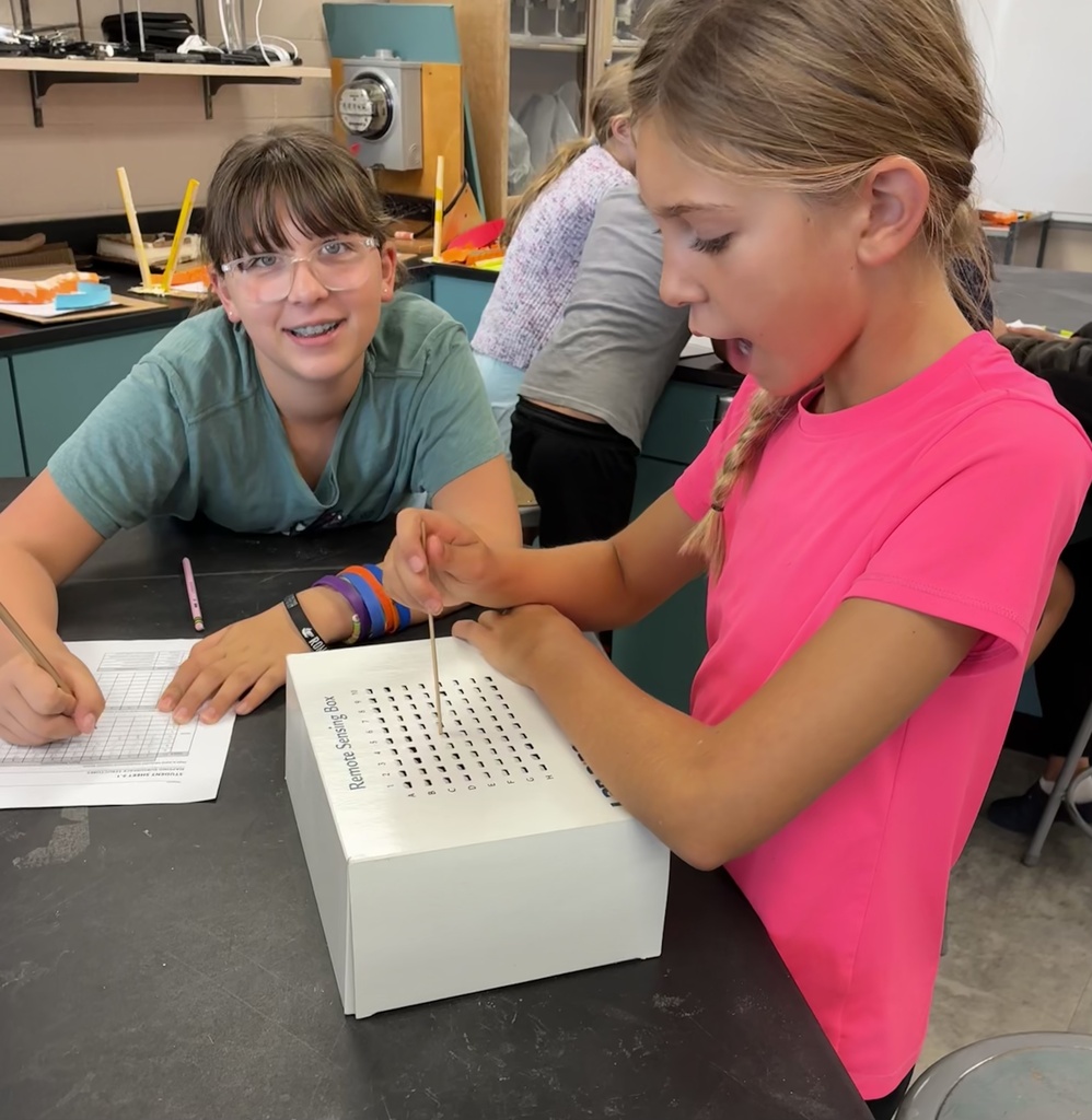 Mr. Walsh's 6th-grade science classes modeled remote sensing for resources last week, then used what they learned to extract copper from malachite ore this week.