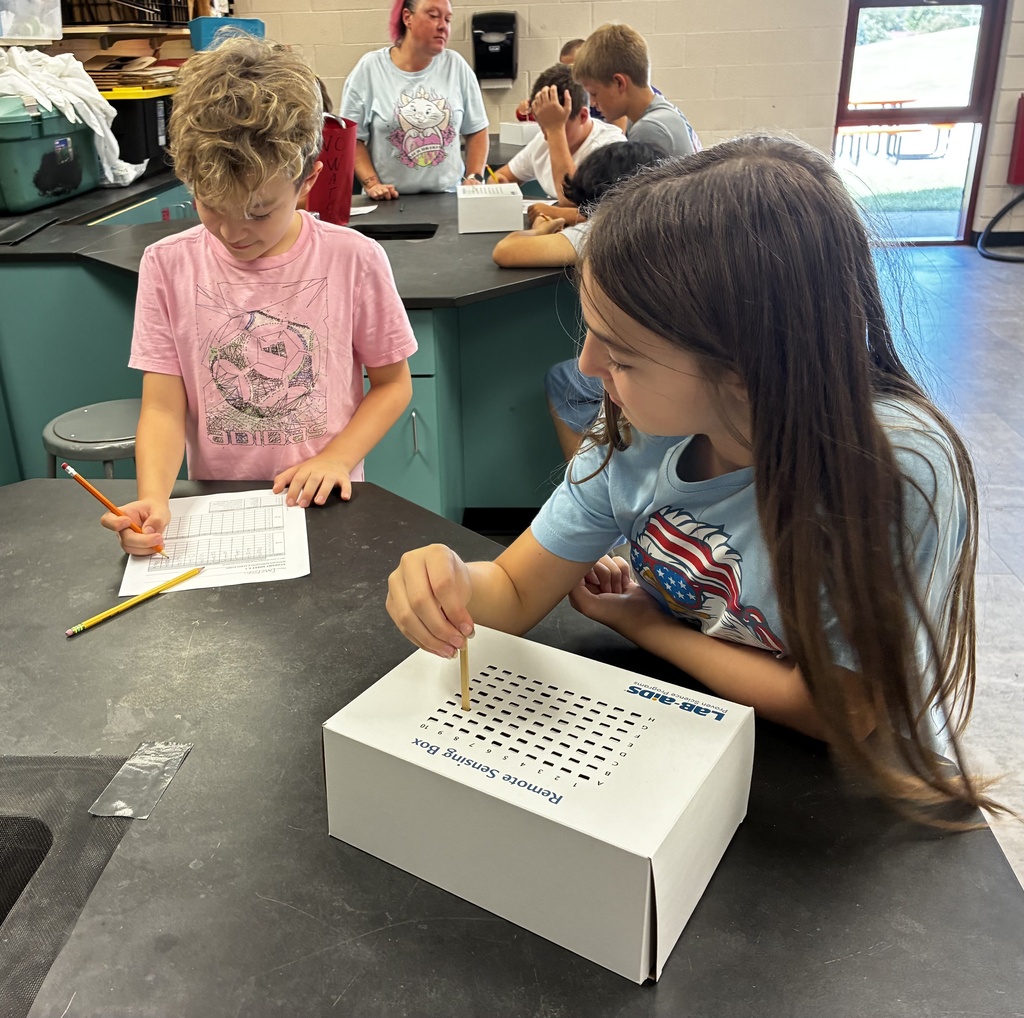 Mr. Walsh's 6th-grade science classes modeled remote sensing for resources last week, then used what they learned to extract copper from malachite ore this week.