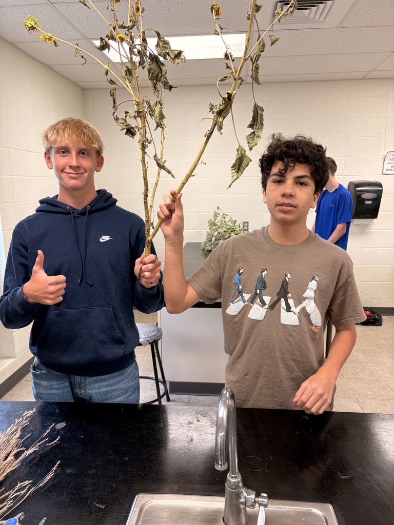 Freshmen in Mrs. Woolever's science class had a lab today identifying different plants found on the Tallgrass Prairie to prepare for their trip to the upcoming Eco-Meet! #Celebrate379