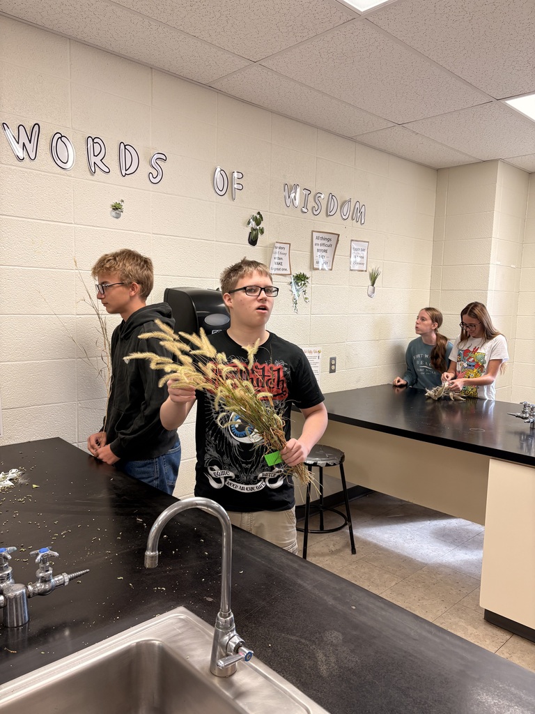 Freshmen in Mrs. Woolever's science class had a lab today identifying different plants found on the Tallgrass Prairie to prepare for their trip to the upcoming Eco-Meet! #Celebrate379
