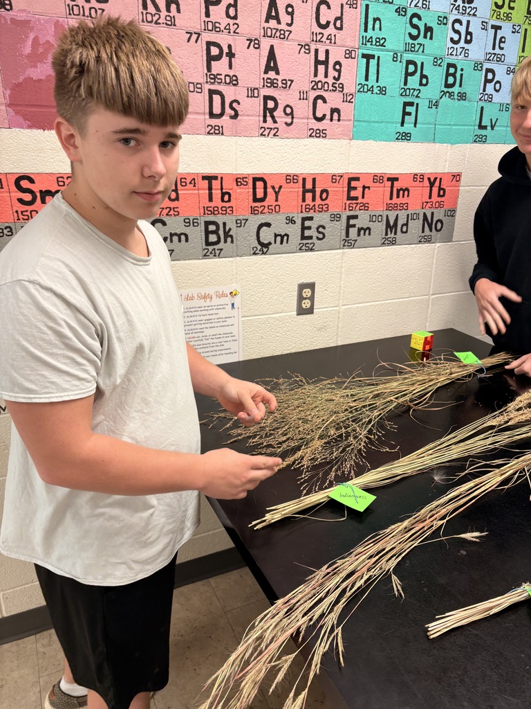 Freshmen in Mrs. Woolever's science class had a lab today identifying different plants found on the Tallgrass Prairie to prepare for their trip to the upcoming Eco-Meet! #Celebrate379