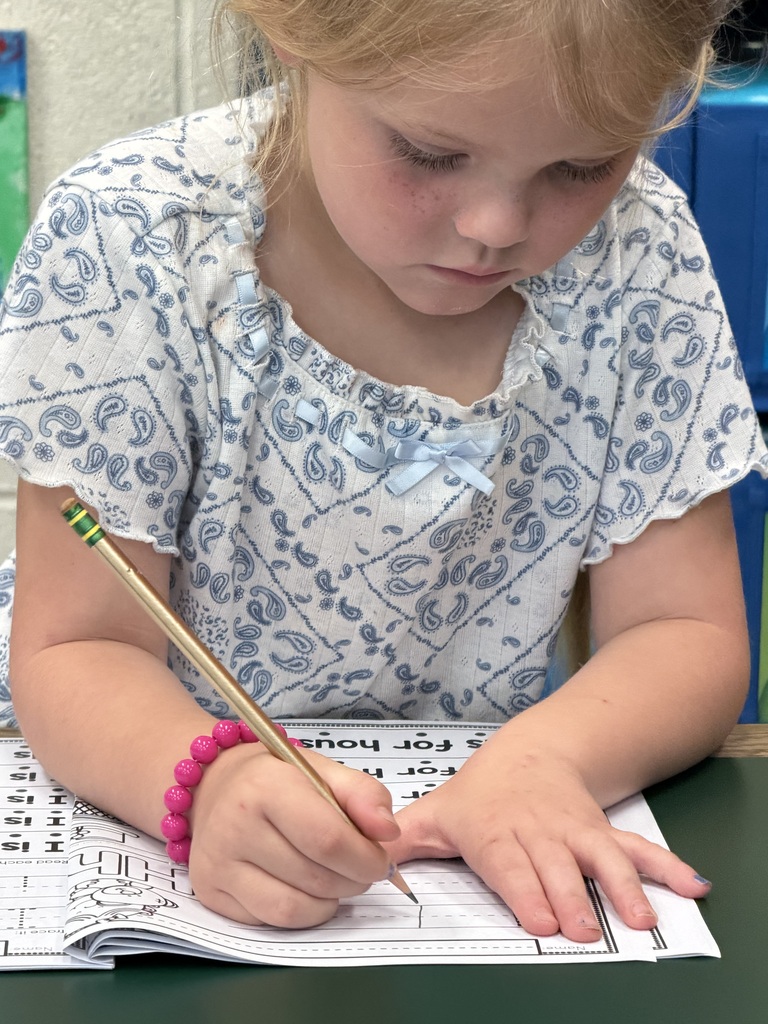 Mrs. Judy's K-1 class diligently works on correct letter formation in their handwriting.