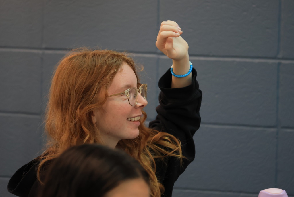 Mrs. Bybee's 7th grade math class was working hard on converting fractions, decimals, and percents today. Individual students came up to the board to solve their problems for the rest of the class.