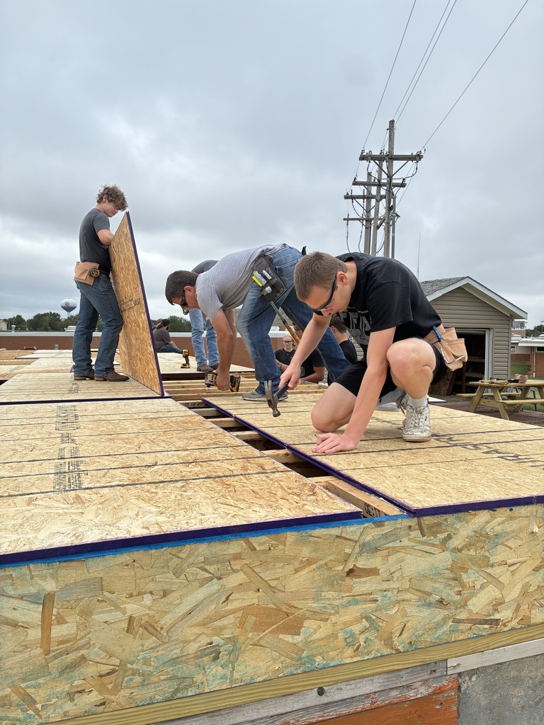 CCHS Construction Tech students install the subfloor on the 2026-27 Tiger House.
