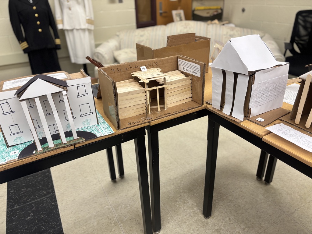 Mr. Kindel is a student teacher under social studies teacher Mr. Lane. He has been teaching the 8th graders about the writing of the constitution, the three branches of government, and the protections under the bill of rights. As a final project, he had the students create a model of one of the three branches of government to explain and demonstrate their understanding of the division of powers.