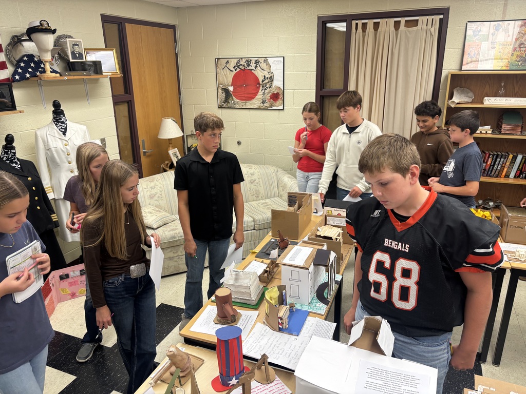 Mr. Kindel is a student teacher under social studies teacher Mr. Lane. He has been teaching the 8th graders about the writing of the constitution, the three branches of government, and the protections under the bill of rights. As a final project, he had the students create a model of one of the three branches of government to explain and demonstrate their understanding of the division of powers.