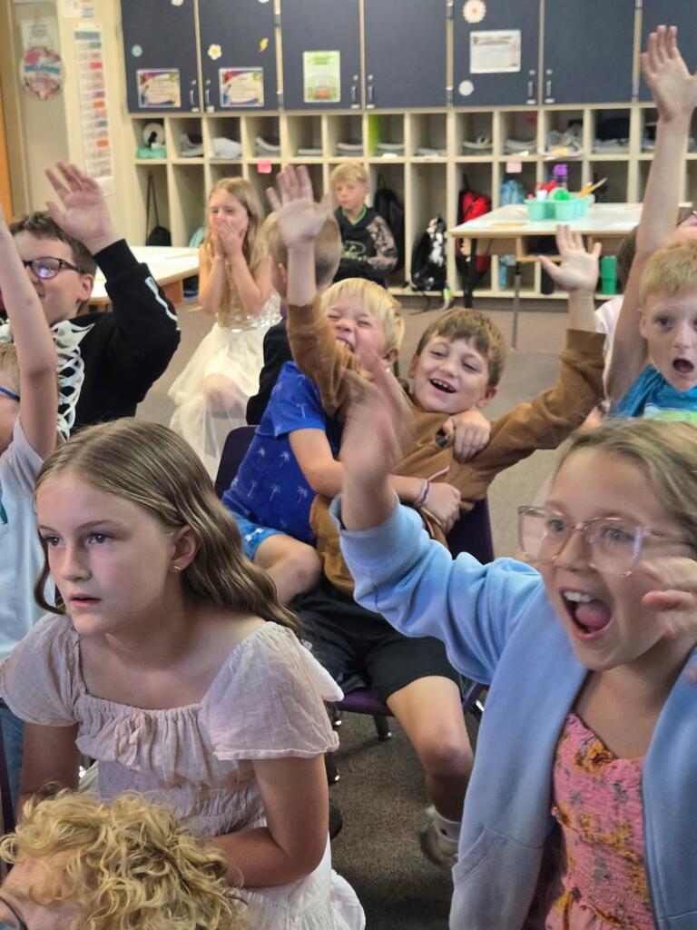Ms. Brownell's 3rd graders practiced expanding their writing by using feelings and motions to describe what it was like to ride a roller coaster.