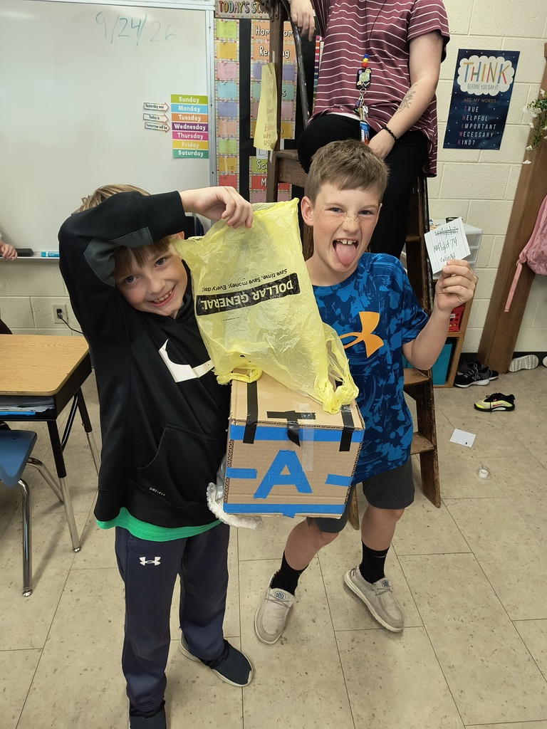 Mrs. Simnitt's class put gravity to the test this week by participating in an egg drop challenge. They used common items to create a shield for an egg and dropped it from a high distance.