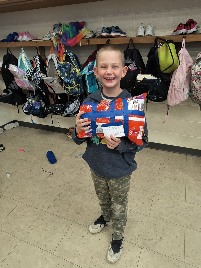 Mrs. Simnitt's class put gravity to the test this week by participating in an egg drop challenge. They used common items to create a shield for an egg and dropped it from a high distance.