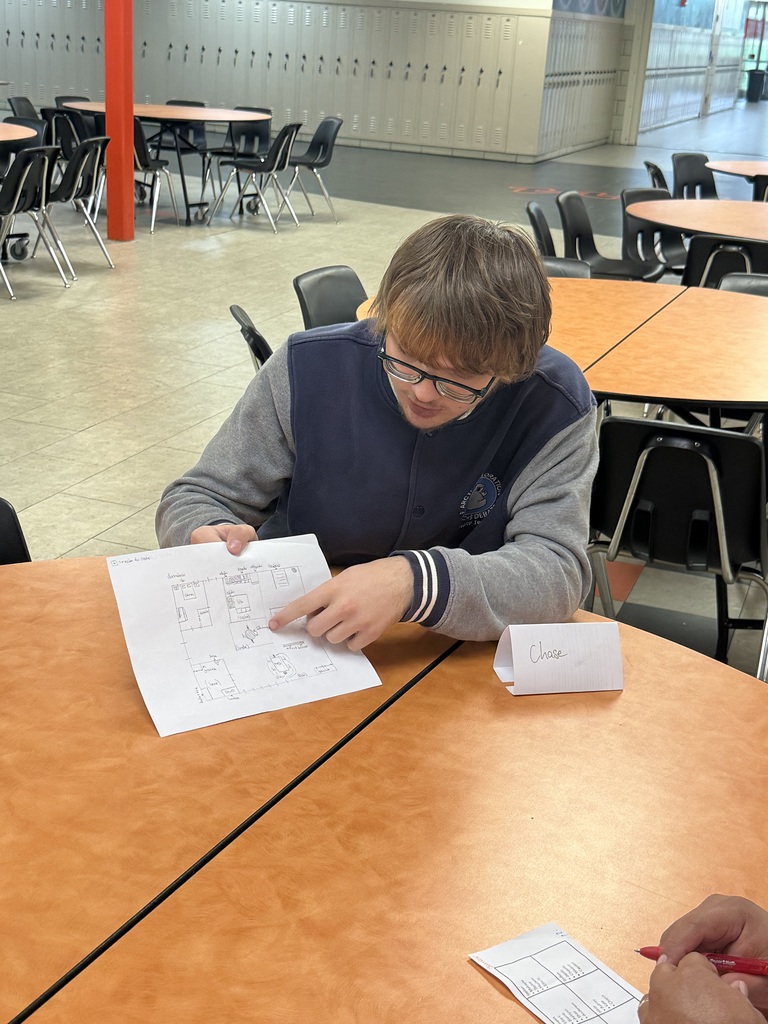 Mrs. Hughes' Spanish students have been working on house vocabulary and making comparisons. Last week, a group of native speakers from the community were invited in to describe a house they wanted built. Students "architects" then created and presented a design and argued why it was better than their classmates' designs.