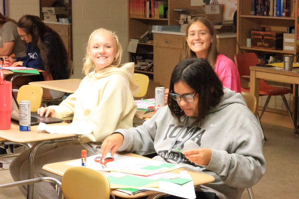Mrs. Brenneman's first-year journalism students are going old-school with their initial yearbook designs, using paper and glue to create pages they will build later in the year. #Celebrate379