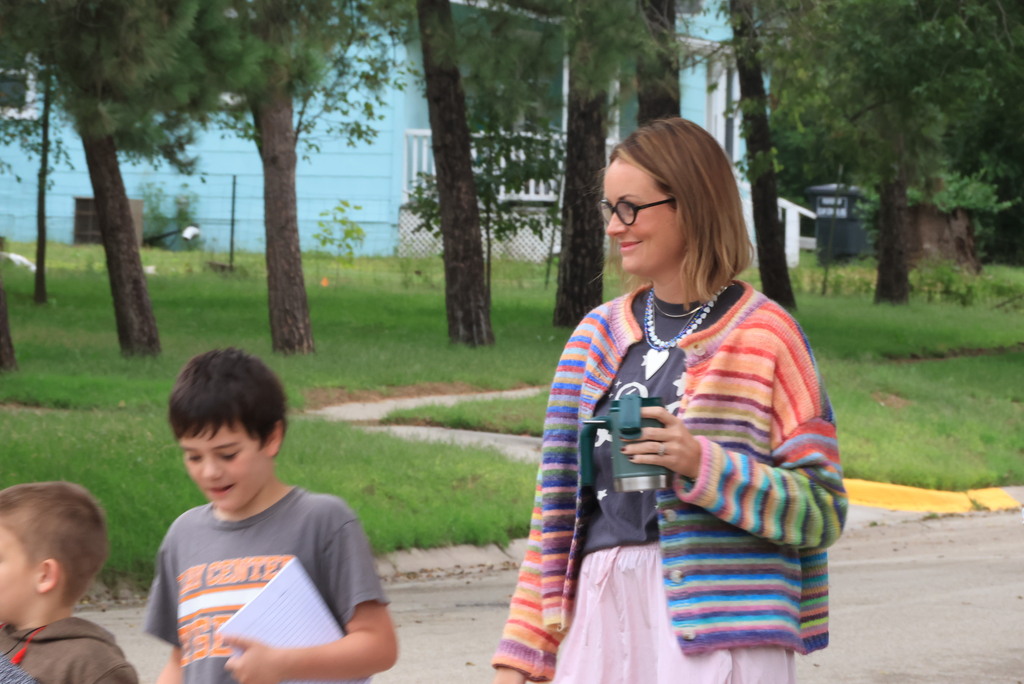 Mrs. Wietharn's 3rd graders document in their science notebooks while on a nature walk around the community.