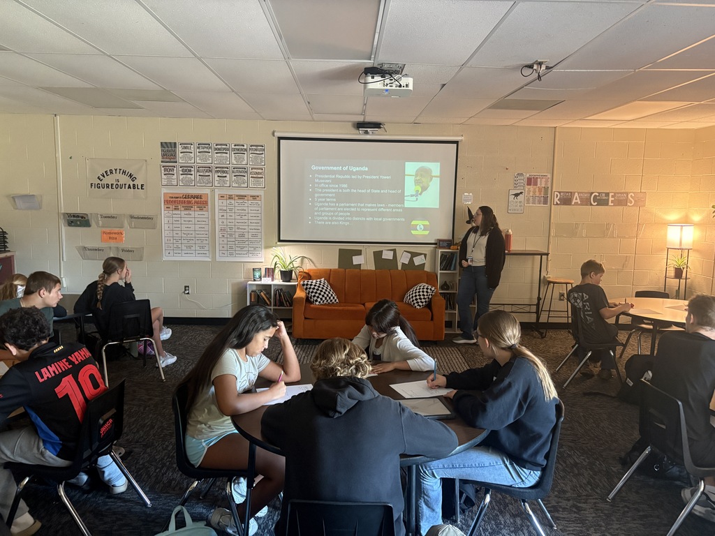 A guest speaker in Ms. Smith's ELA and Bengal Writing classes talks about life in Uganda.