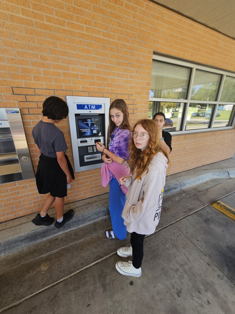Mrs. Bybee's Career and Life Planning Class visited the Farmers & Merchants State Bank in Wakefield to learn about money transfers and the ATM.