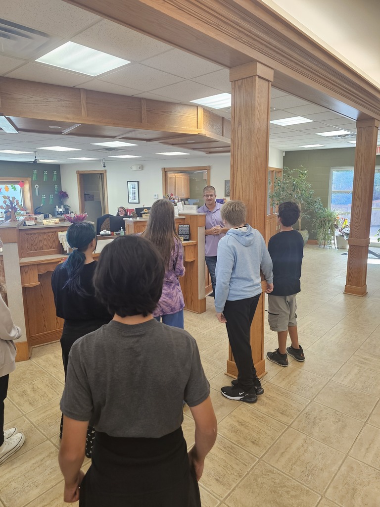 Mrs. Bybee's Career and Life Planning Class visited the Farmers & Merchants State Bank in Wakefield to learn about money transfers and the ATM.