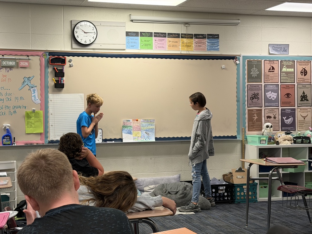 After reading two folktales, Mrs. Ehlers' 6th graders explored the lessons and messages found in each story. For their projects, they stated a theme with evidence from the story, then compared the two themes. Then they made posters and presented them to the class. 