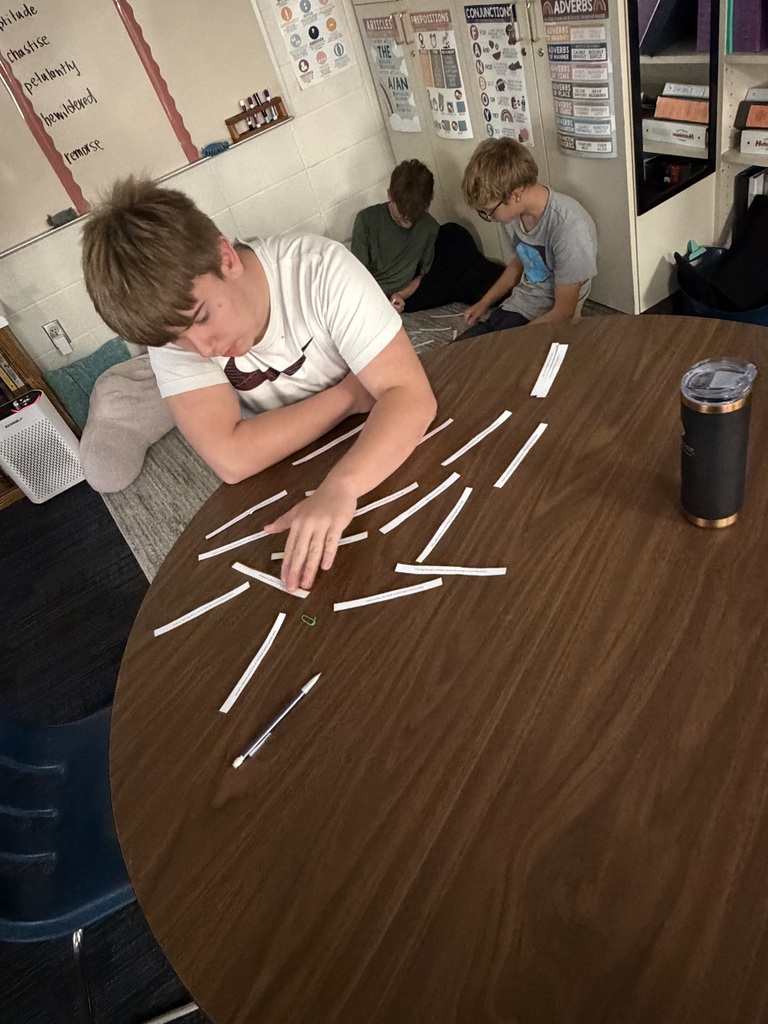 Mrs. Ehlers' 9th grade ELA class works together to match modern-day translations with Shakespeare’s original language. 