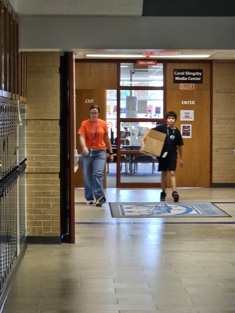 Mrs. Bybee's middle school Career and Life Planning class help out around the school during Internship Day.